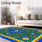 Emerald Green Floral Medallion Frame Rug