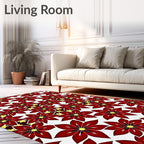 Crimson Starburst Floral Medallion Rug