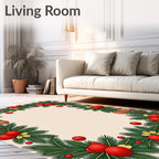 Festive Red Pine Garland Ornament Rug