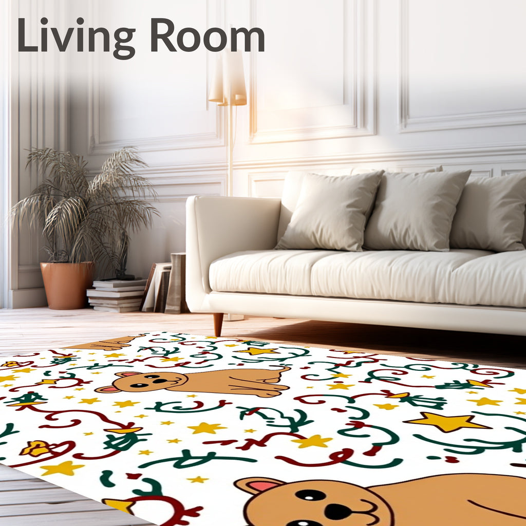 Whimsical Cubs And Swirling Stars Rug