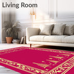 Ornate Crimson Trees and Stars Rug
