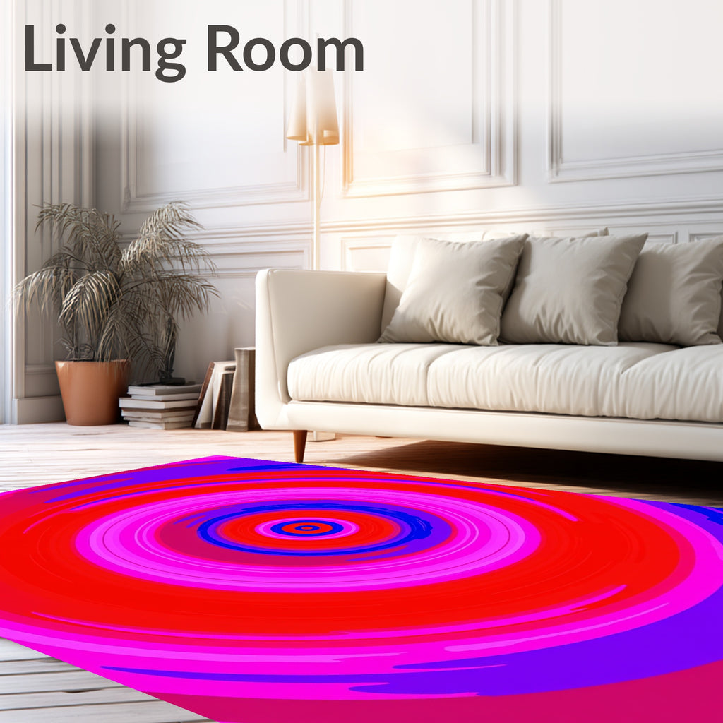 Vibrant Red Pink Blue Swirl Rug