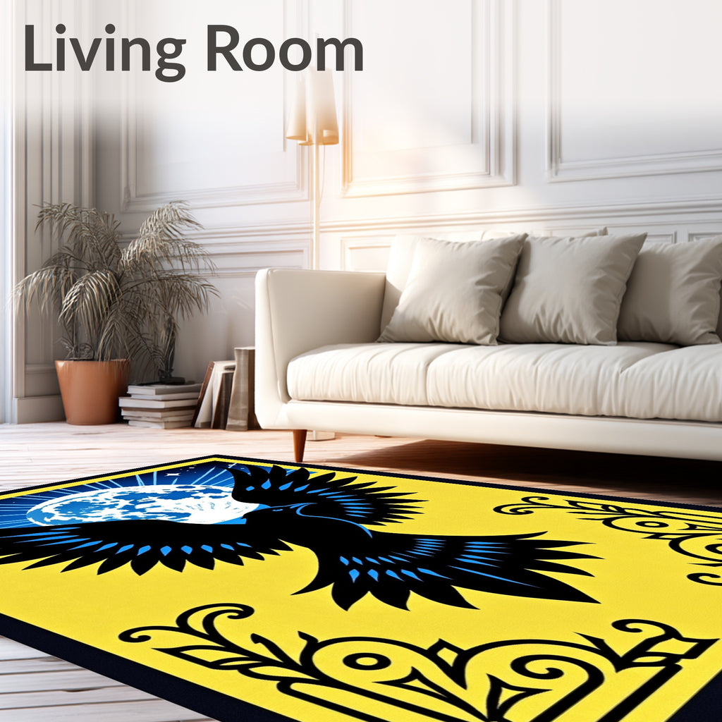 Midnight Crow Moon Yellow Rug