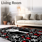 Festive Santa Snowflakes Red Berries Art Rug