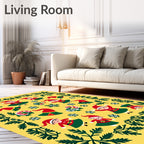 Festive Yellow Elf Snowflake Border Rug