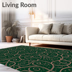 Emerald Green Floral Swirls Rug