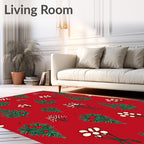 Crimson Evergreen Berry Cluster Floral Rug