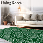 Emerald Green Floral Mandala Medallion Rug