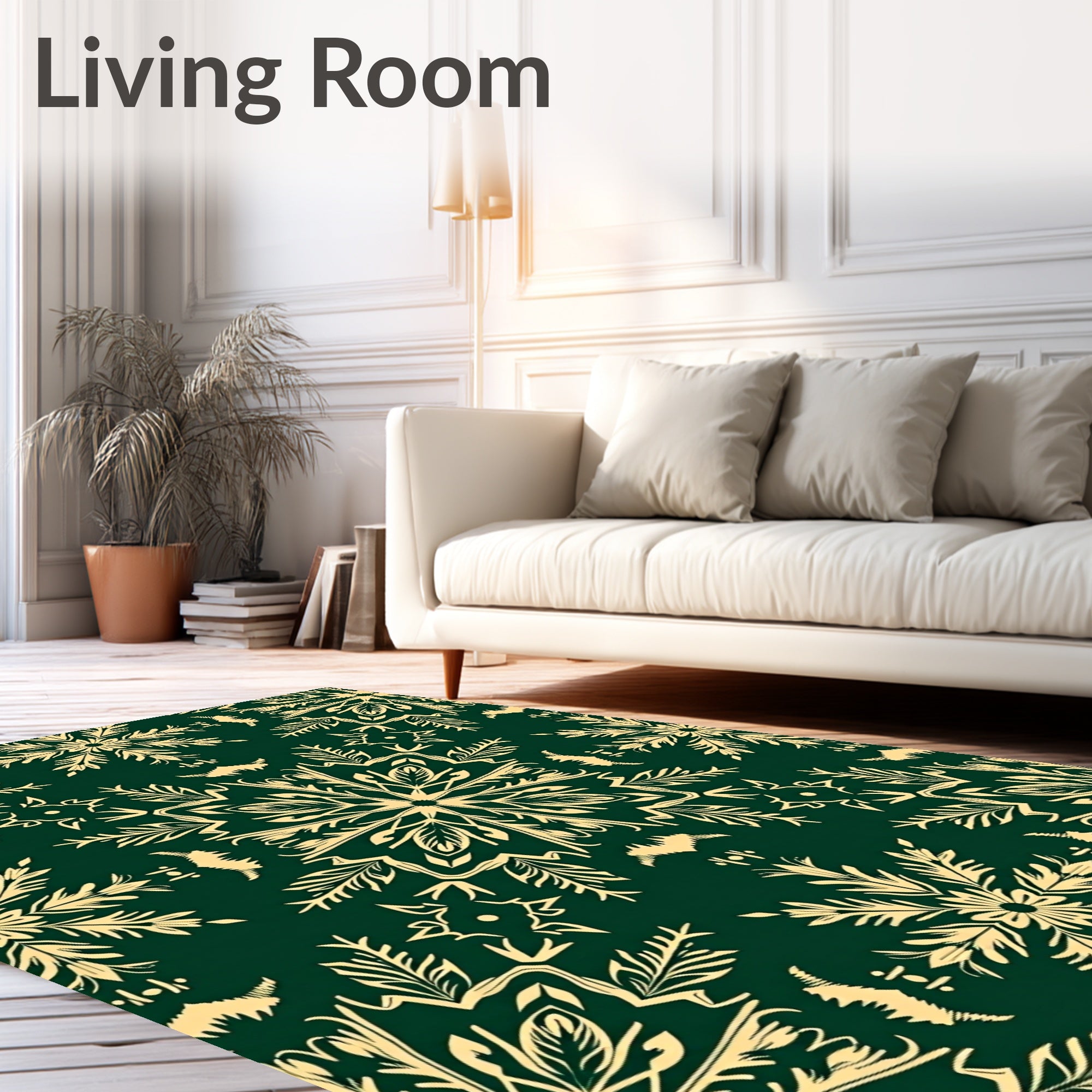 Deep Green Golden Starburst Bloom Rug