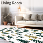 Forest Evergreen Trees Christmas Collection Rug