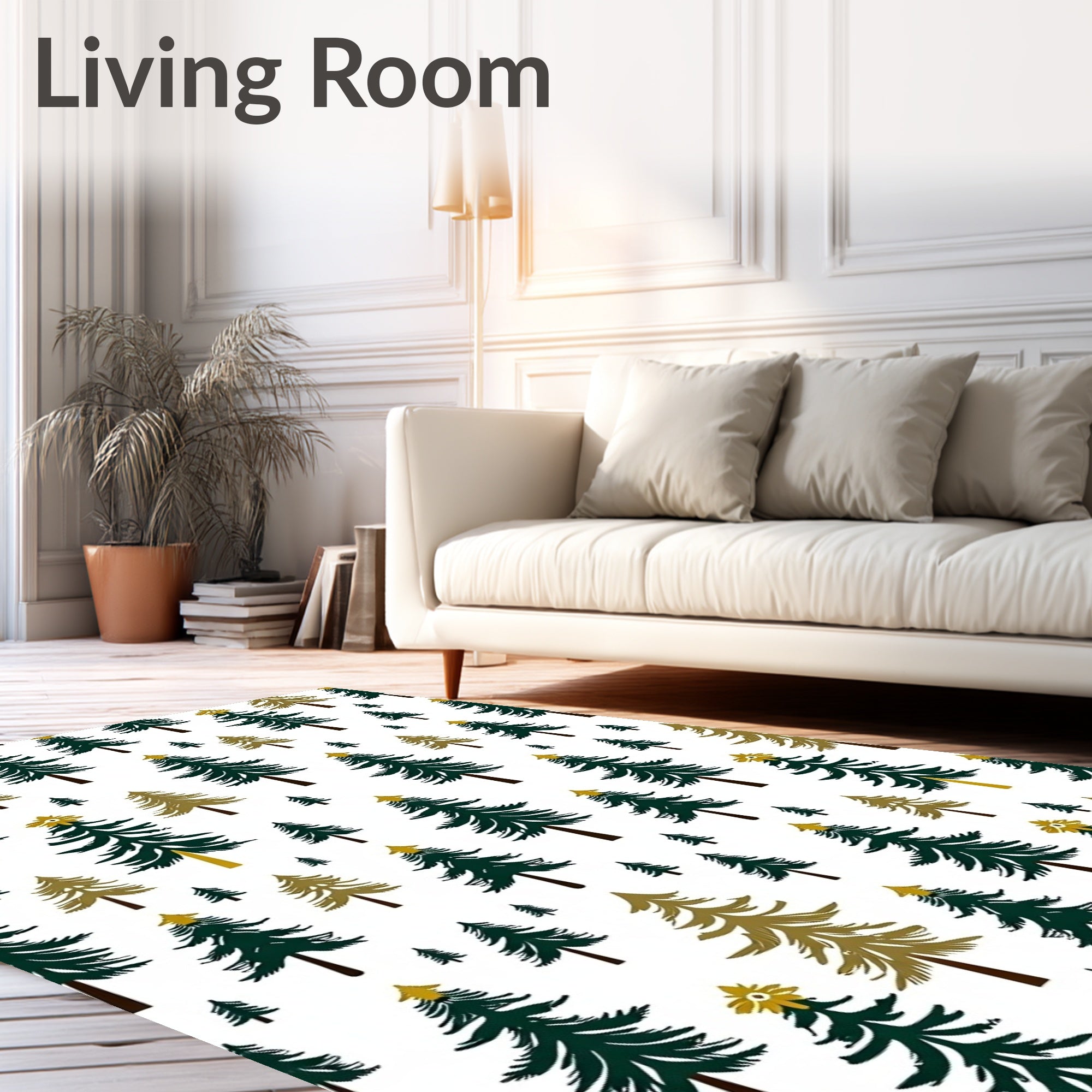 Forest Evergreen Trees Christmas Collection Rug