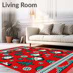 Festive Red Gnome and Tree Scene Rug