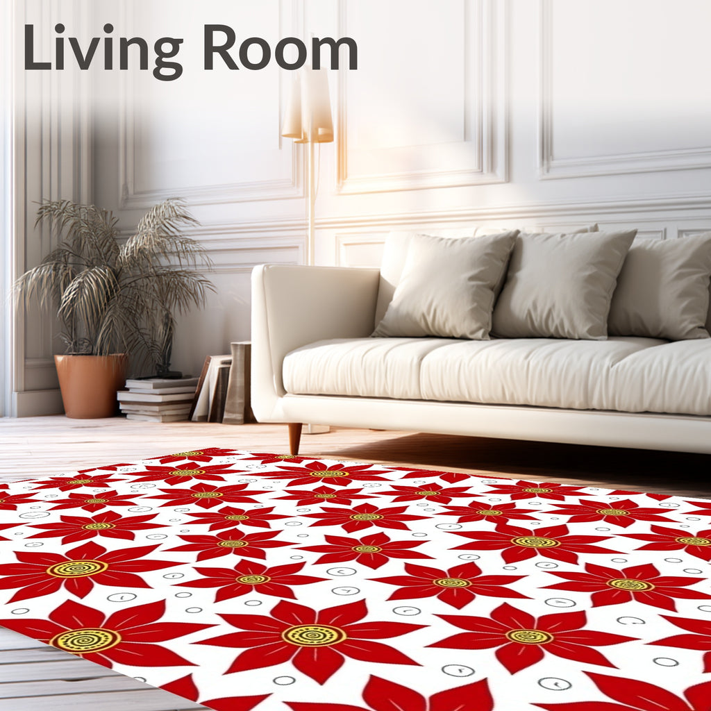 Crimson Petal Garland Abstract Rug