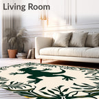 Whimsical Green Dinosaur Foliage Border Rug