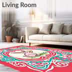 Pink Rabbit Whimsical Ornamental Frame Rug