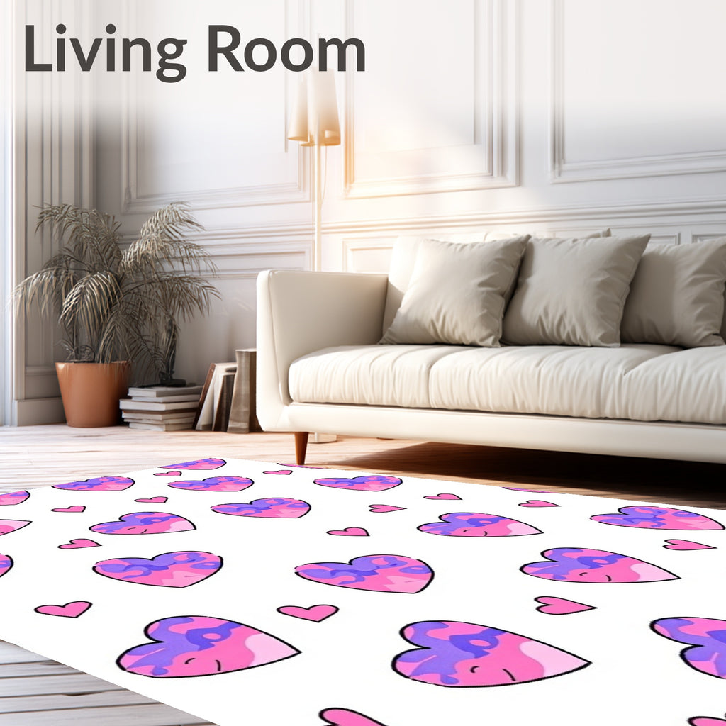 Pink Purple Camo Heart Collection Rug