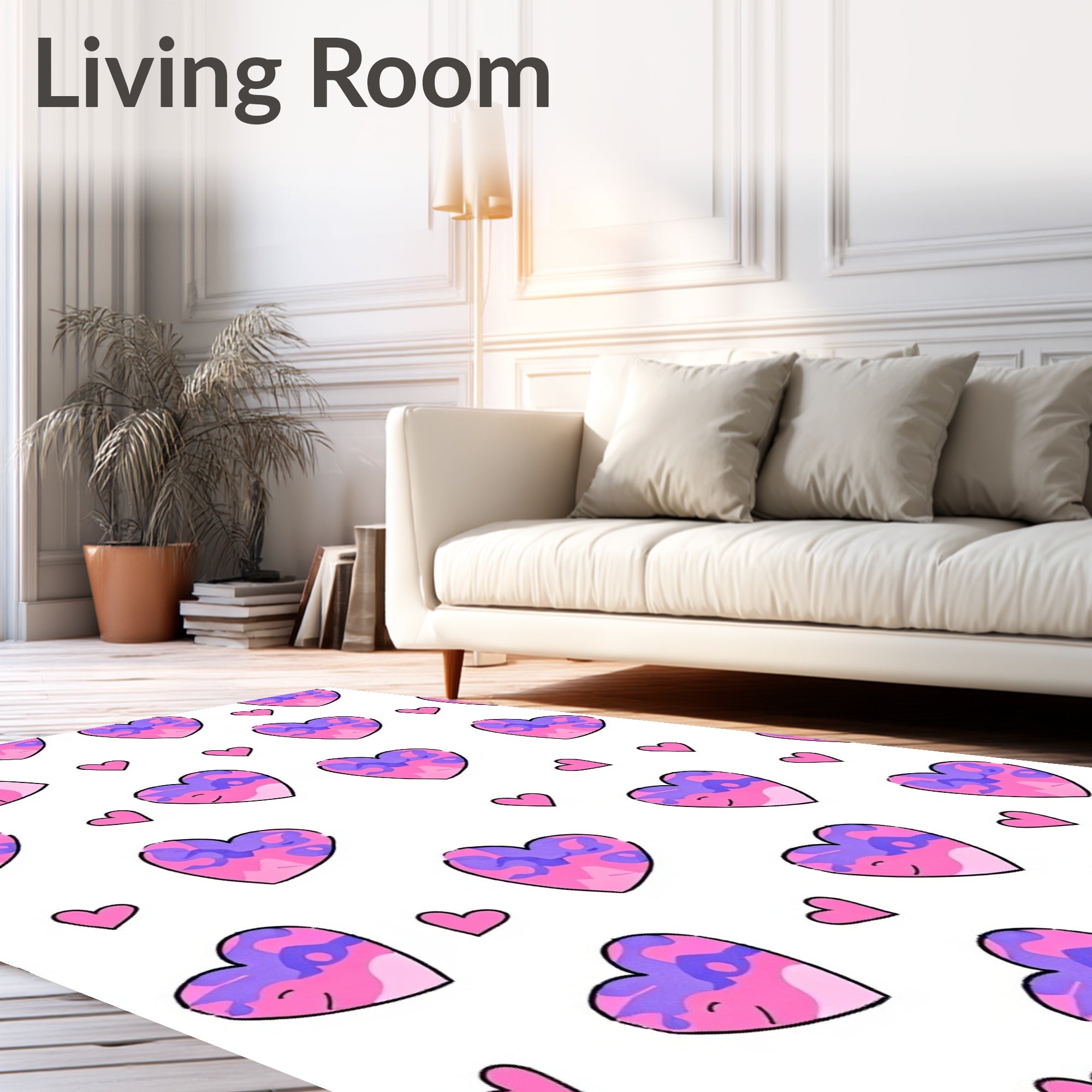 Pink Purple Camo Heart Collection Rug