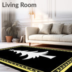 Elegant Black White Tree Border Rug