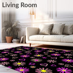 Pink Yellow Heart Flower Doodle Rug