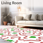 Red Green Candy Cane Ornaments Rug