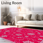 Crimson Snowflake Vine Intricate Rug