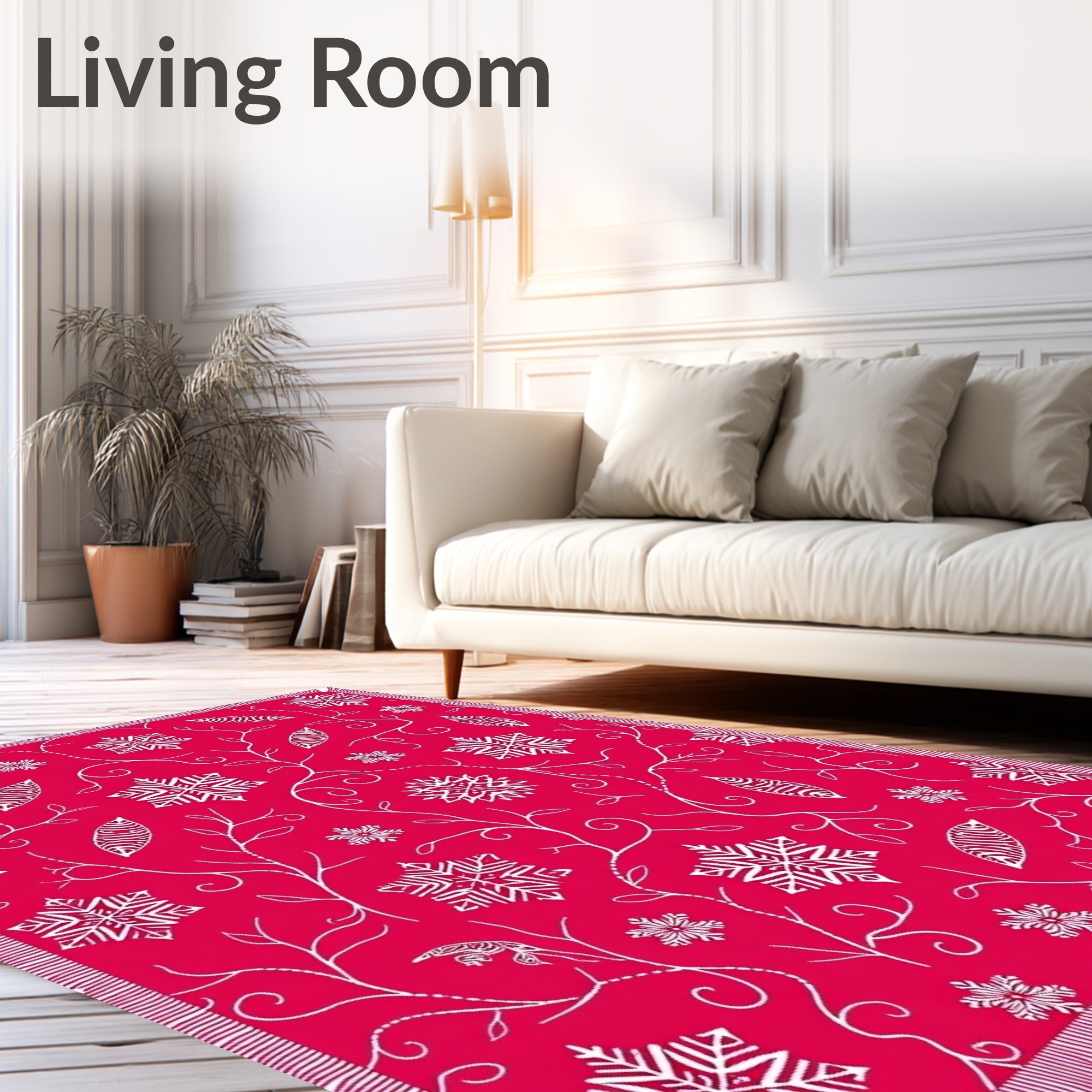 Crimson Snowflake Vine Intricate Rug