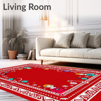 Festive Red Elf Christmas Gift Border Rug
