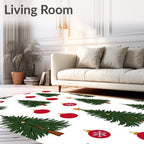 Green Christmas Tree Red Ornament Star Rug
