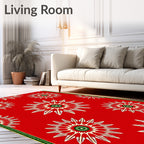 Red Sunburst Star Medallion Rug
