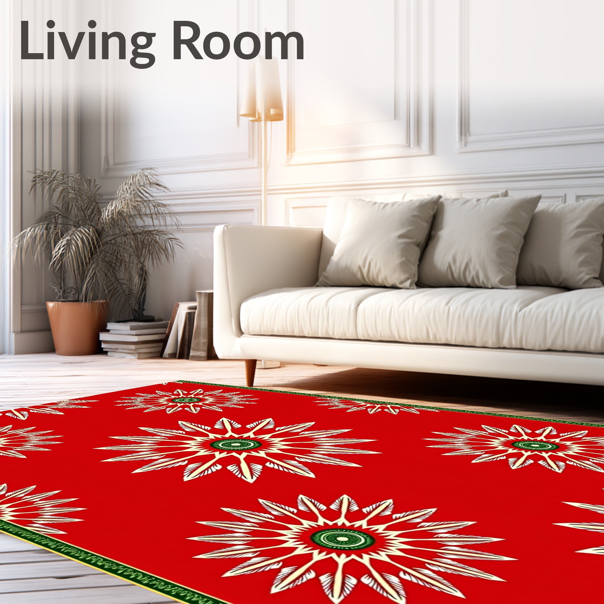 Red Sunburst Star Medallion Rug