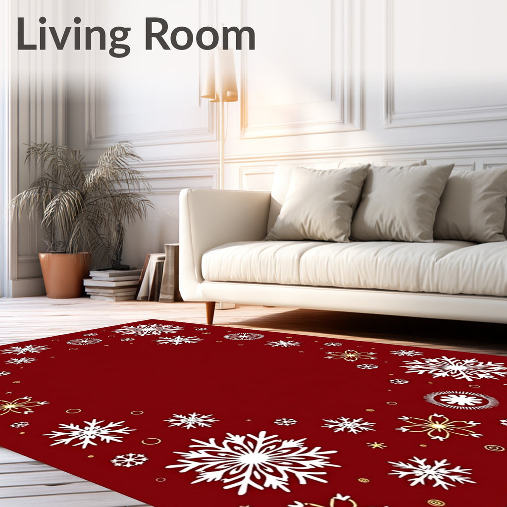 Crimson Snowflake Medley Winter Graphic Rug