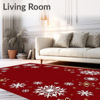 Crimson Snowflake Medley Winter Graphic Rug