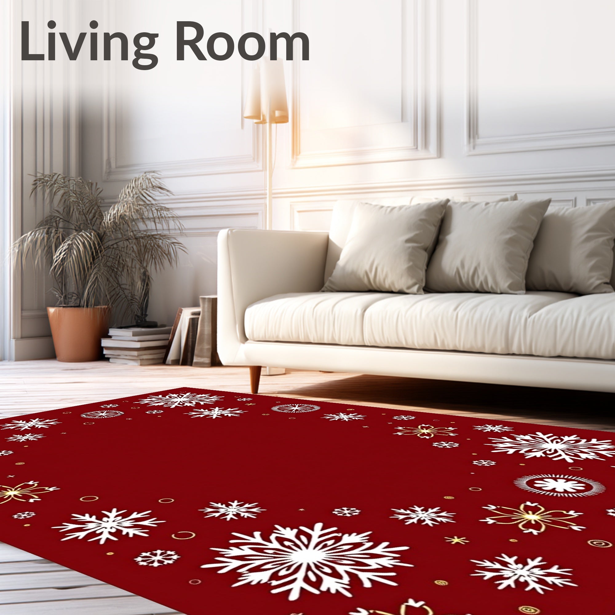 Crimson Snowflake Medley Winter Graphic Rug