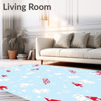 Winter Village Red White Snowflakes Rug