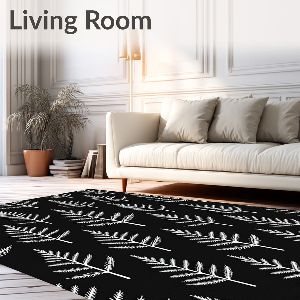 White Evergreen Forest Silhouette Rug