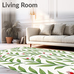 Green Leafy Twigs Red Berries Rug