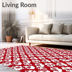 Crimson White Floral Interlocking Medallions Rug