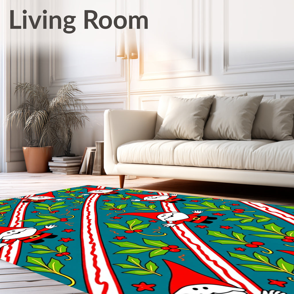 Christmas Gnome Holly Stripe Medley Rug