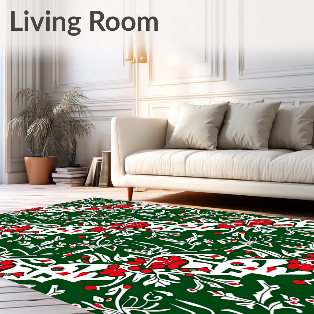 Traditional Red Floral Vine Garland Rug