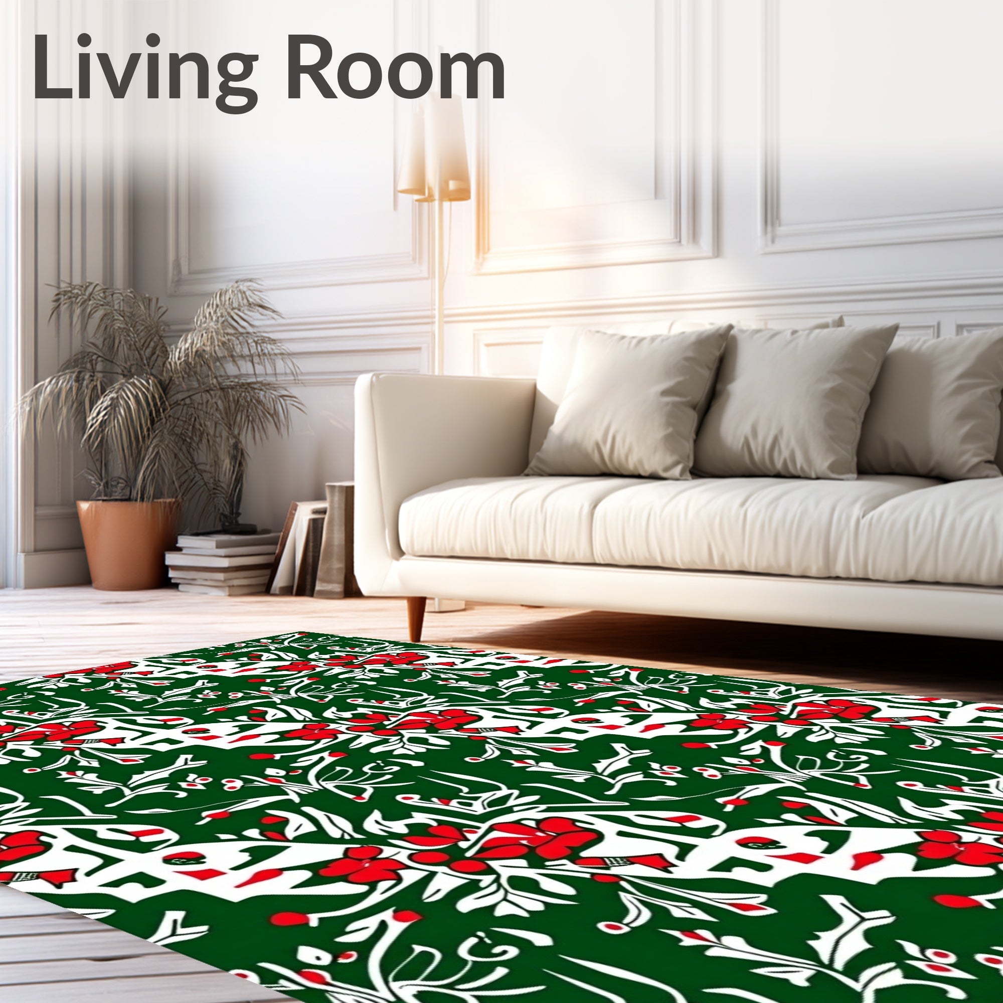 Traditional Red Floral Vine Garland Rug