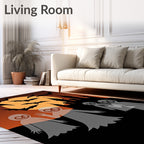 Spooky Moonlit Castle Bats and Ghosts Rug