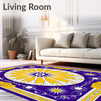 Royal Blue Yellow Sunburst Mandala Rug