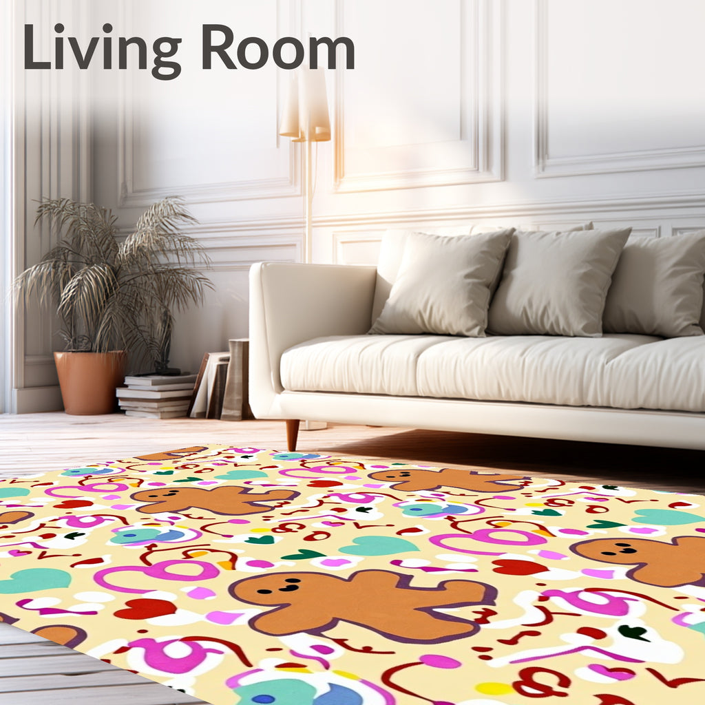 Whimsical Gingerbread Heart Confetti Rug