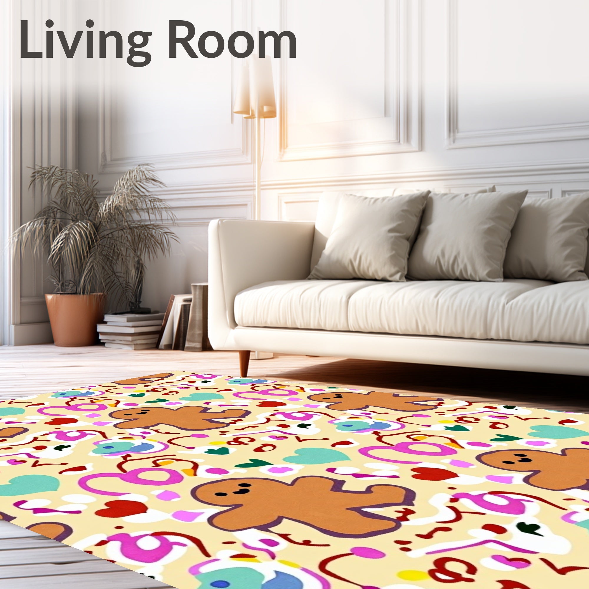 Whimsical Gingerbread Heart Confetti Rug