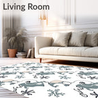 Whimsical Blue Elephant Folk Art Rug