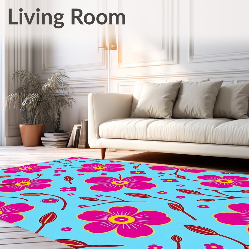 Bright Fuchsia Meadow Floral Rug