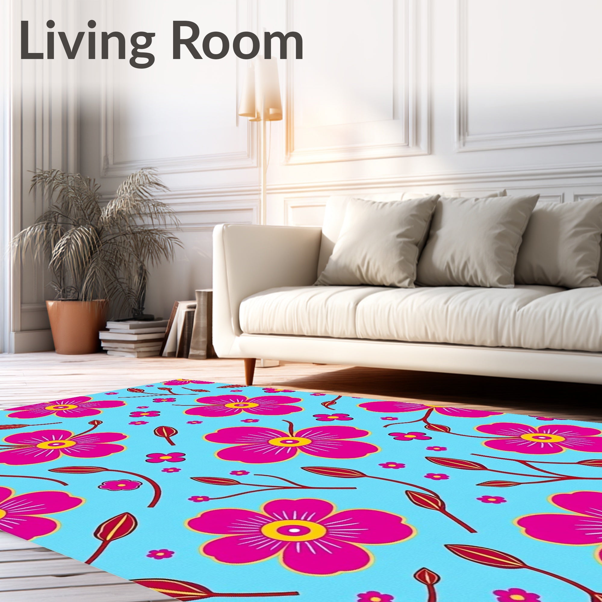 Bright Fuchsia Meadow Floral Rug