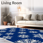 Navy Snowflake Winter Graphic Rug