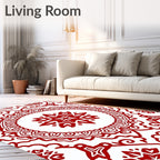 Crimson Red Ornamental Medallion Rug