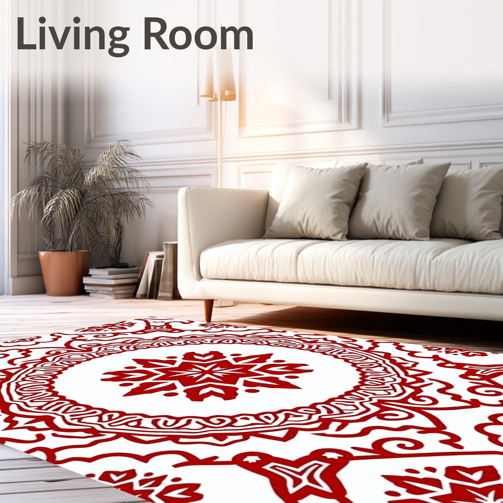 Crimson Red Ornamental Medallion Rug